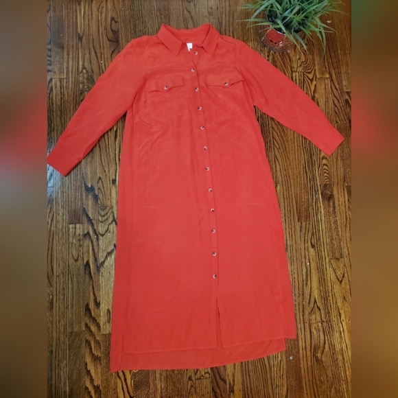 Anthropologie Long-Sleeve Silk Shirt Dress - Picture 7 of 12